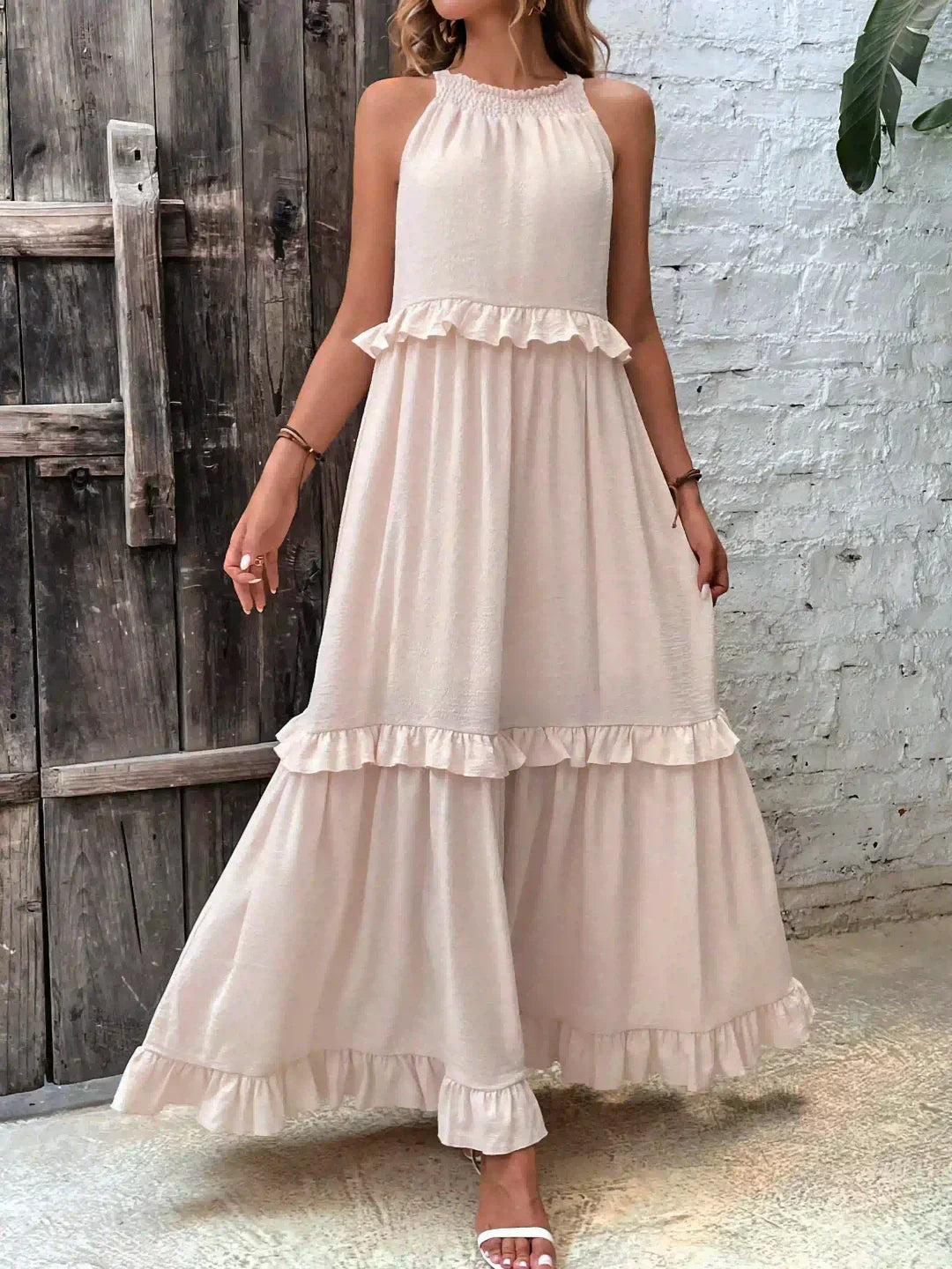 Ilona - Abito Halter con Volant e Tasche Maxi
