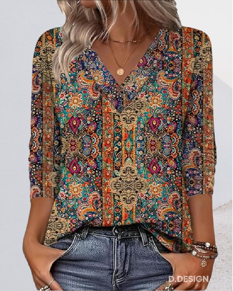 Blusa Retrò Impresa con collo a V