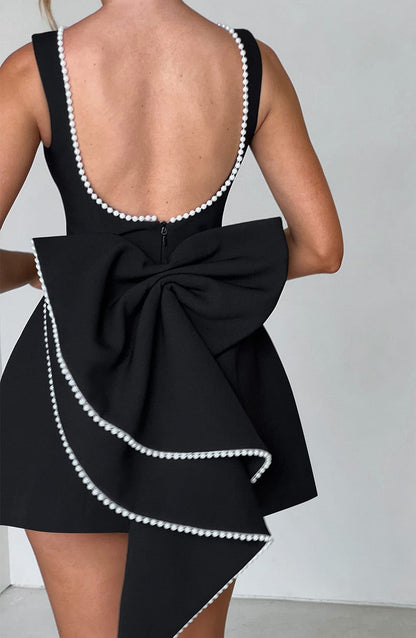 Hollis - Mini Abito Elegante con Fiocco di Perlas