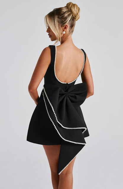 Hollis - Mini Abito Elegante con Fiocco di Perlas