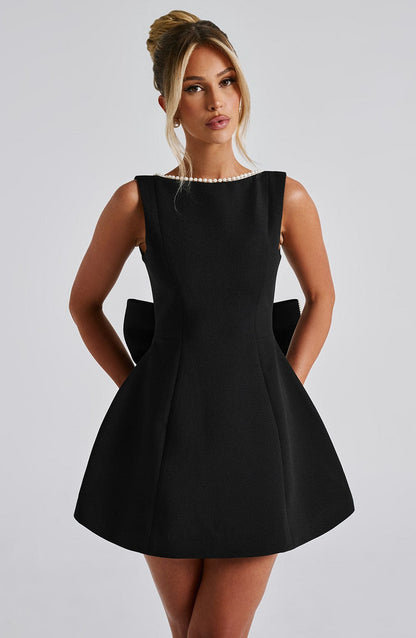 Hollis - Mini Abito Elegante con Fiocco di Perlas
