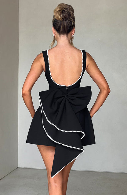 Hollis - Mini Abito Elegante con Fiocco di Perlas