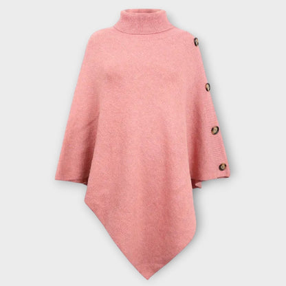 Poncho in maglia Morbido con Dettagli di Bottoni