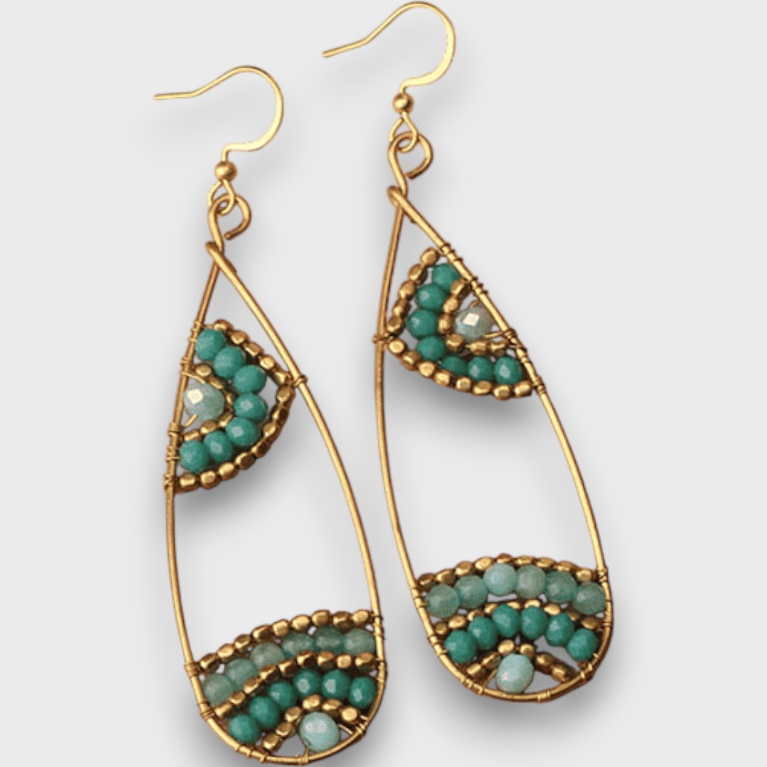 Isalda – Orecchini vintage con legno e perle