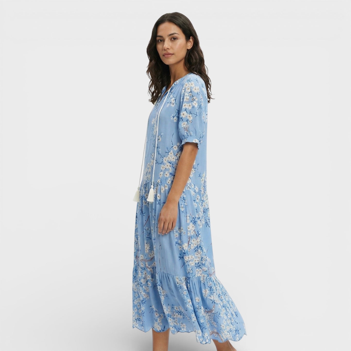 Abito maxi Boho Scollo Pico