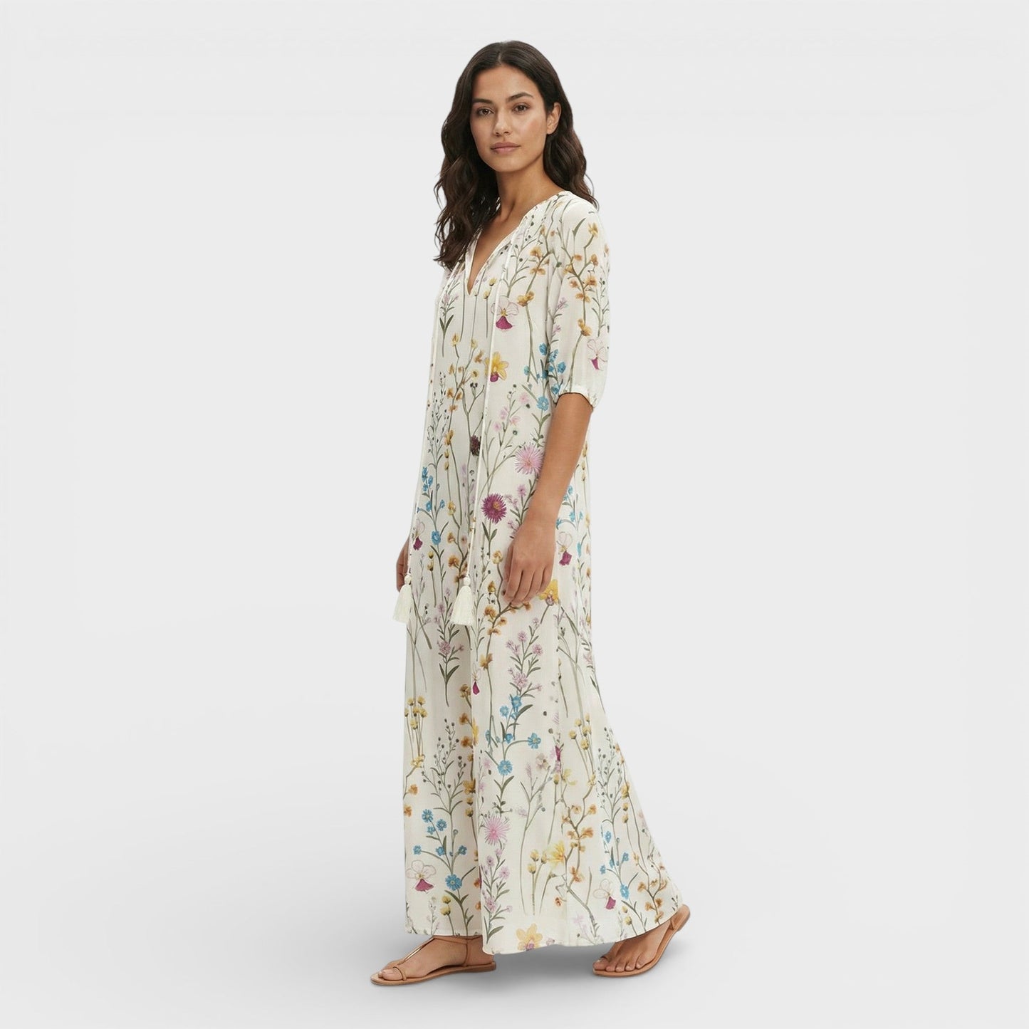 Abito maxi Boho Scollo Pico
