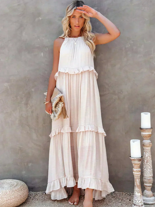 Landry - Abito senza maniche con volant chic