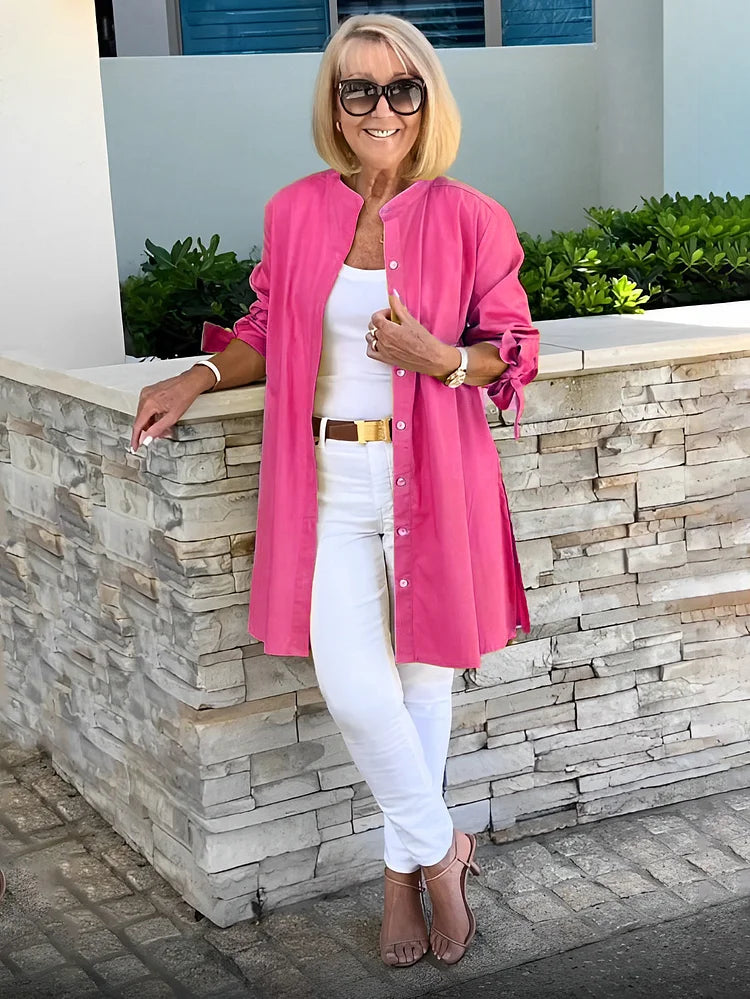 Elliora - Shacket in cotone con schiena arricciata