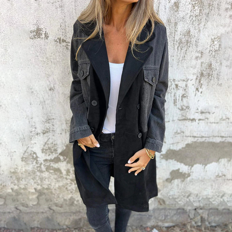 Giacca in denim Patchwork con revers