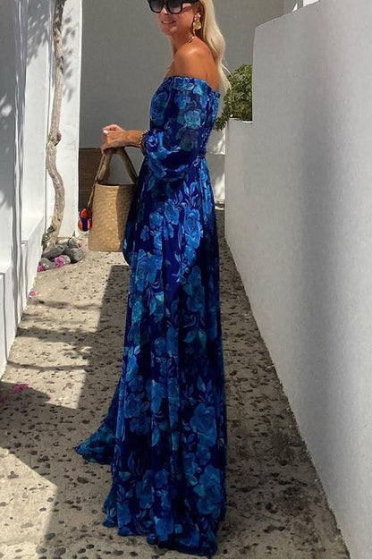 Calista | Abito maxi Floreale con Spalle Descubiertos