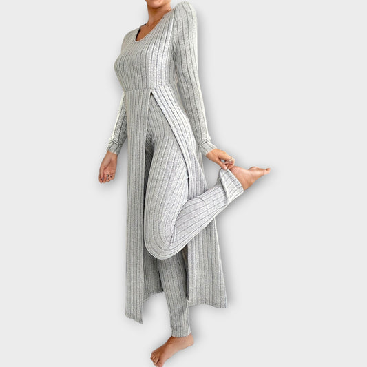 Set Lounge di Maglia Acanalado con Tunica di scollo a V