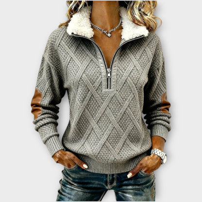 Maglione con Collo sherpa con mezza zip