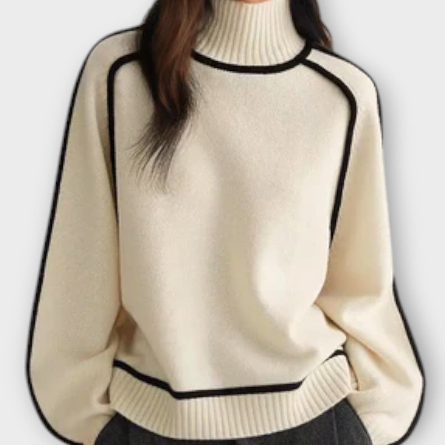 Brielle | Maglione a collo alto da da donna con Texture A coste | Morbido e strutturato