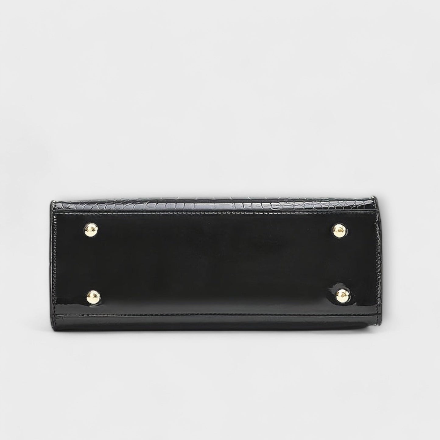 Borsa a Mano Lucida con Motivo Coccodrillo