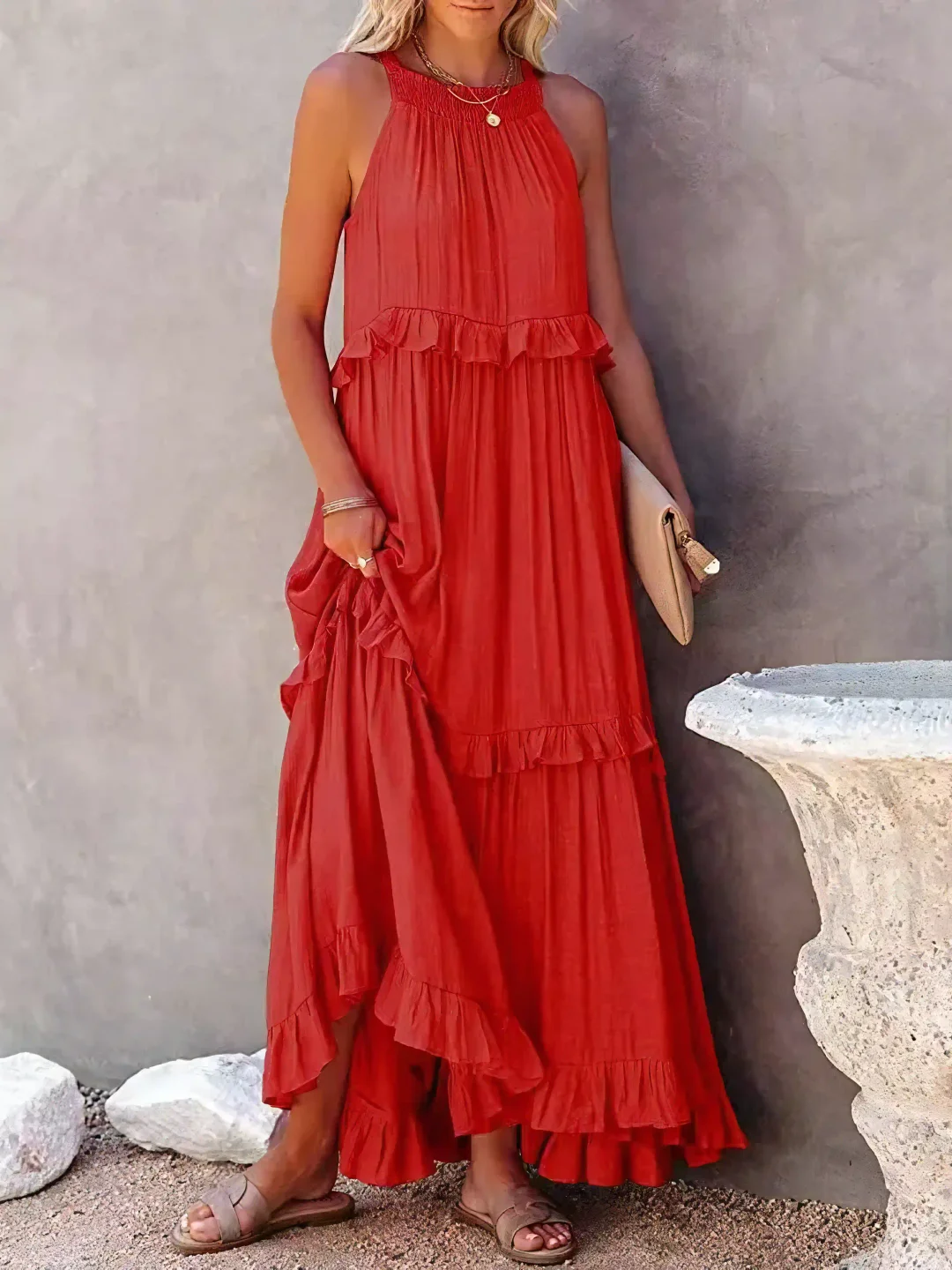 Mabel | Abito Maxi Ruffle Breeze