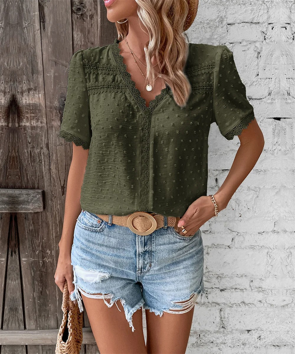 Maxine - Blusa estiva Elegante con scollo a V