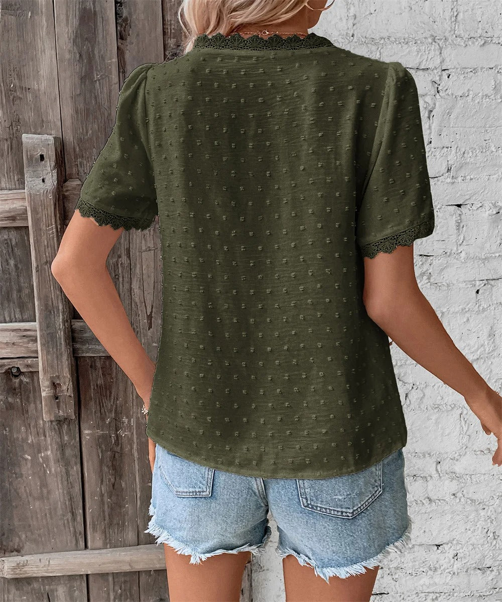 Maxine - Elegante Blusa estiva con scollo a V