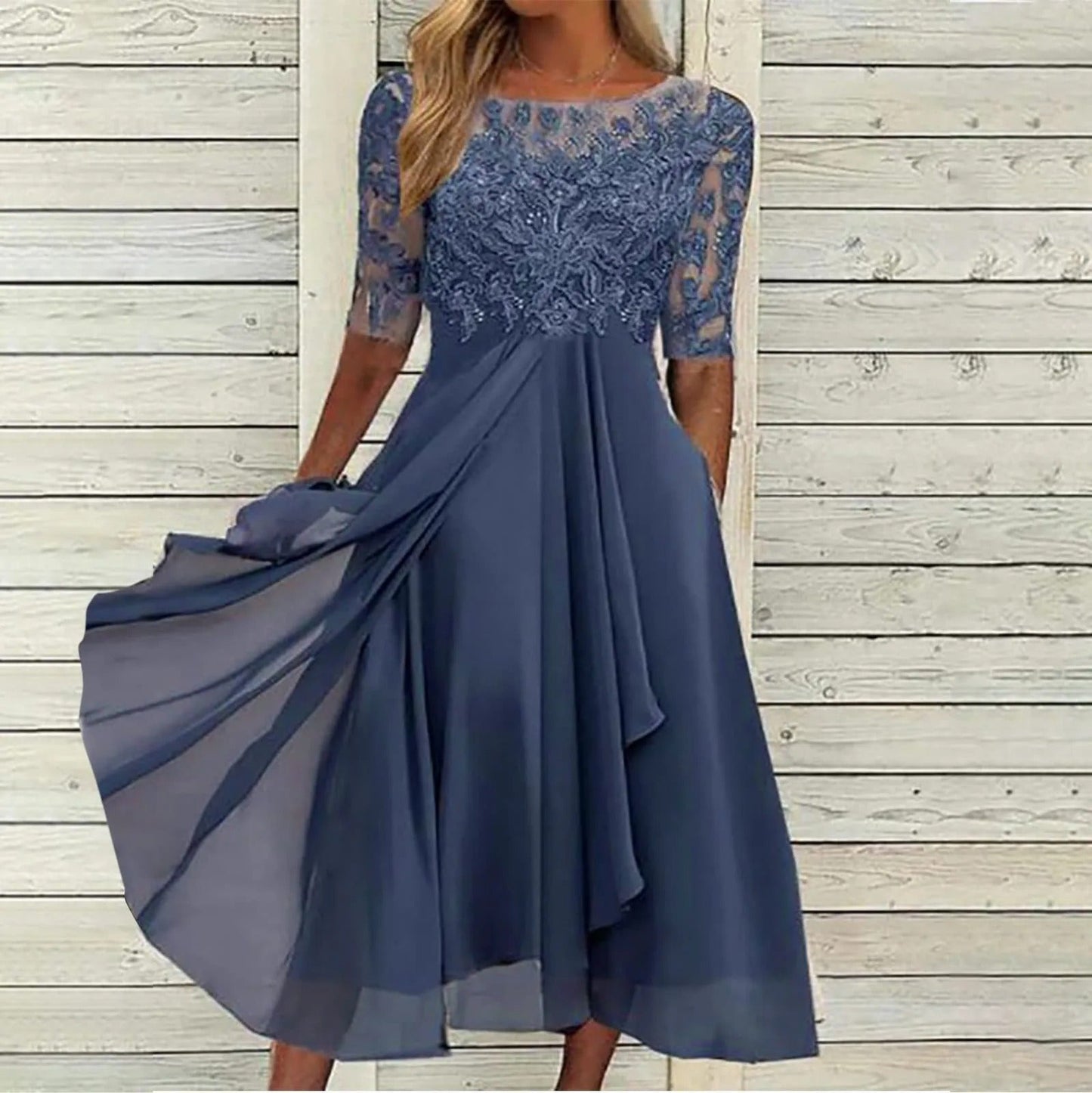 Taryn® | Abito Midi di Pizzo Elegante