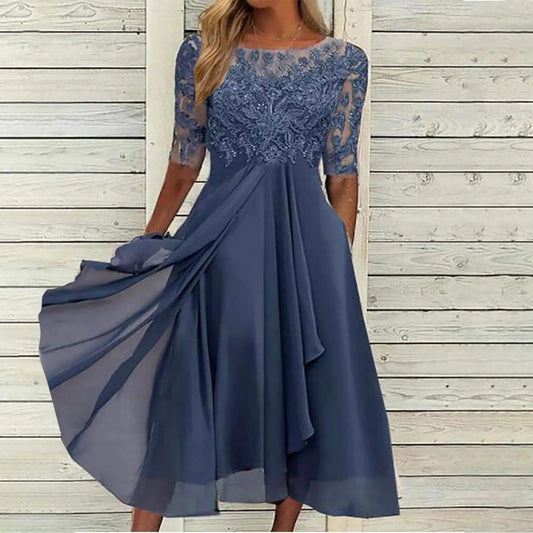 Scarlett™ - Abito Midi con Maniche di Pizzo