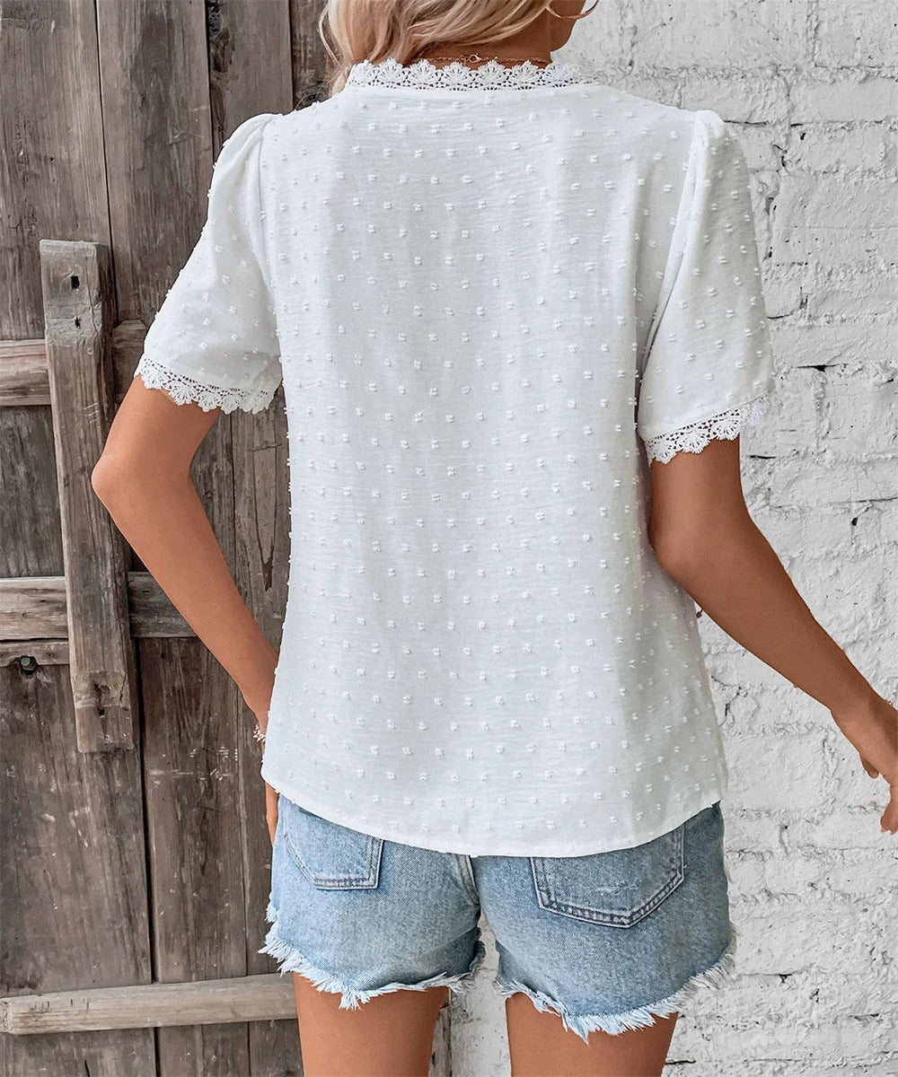 Maxine - Blusa estiva Elegante con scollo a V
