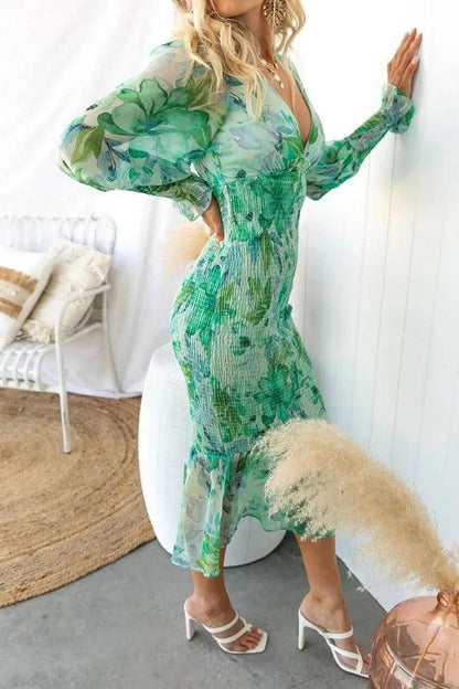 Melissa - Abito Midi con Volant Floreali