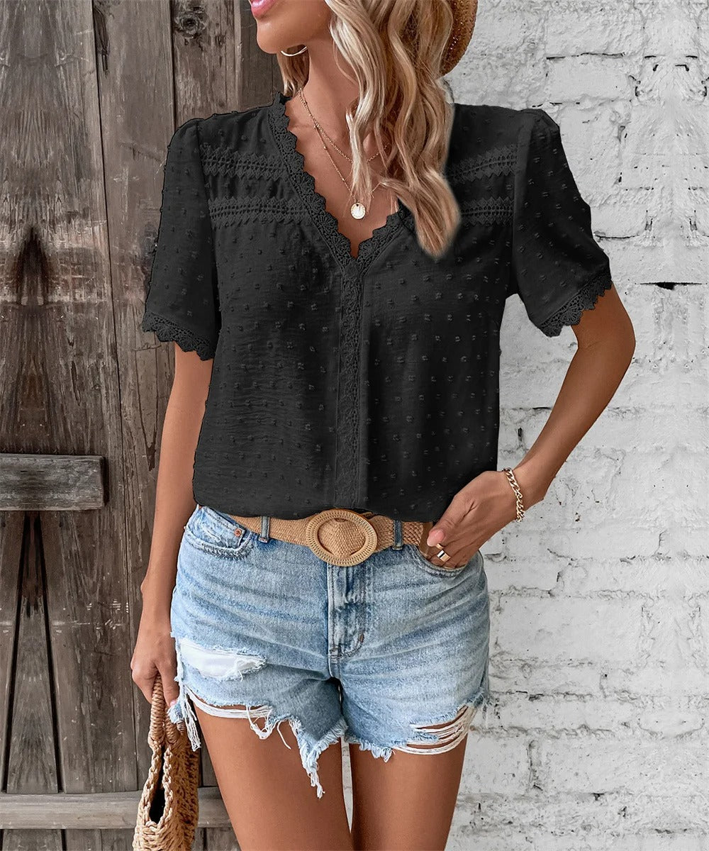 Maxine - Blusa estiva Elegante con scollo a V