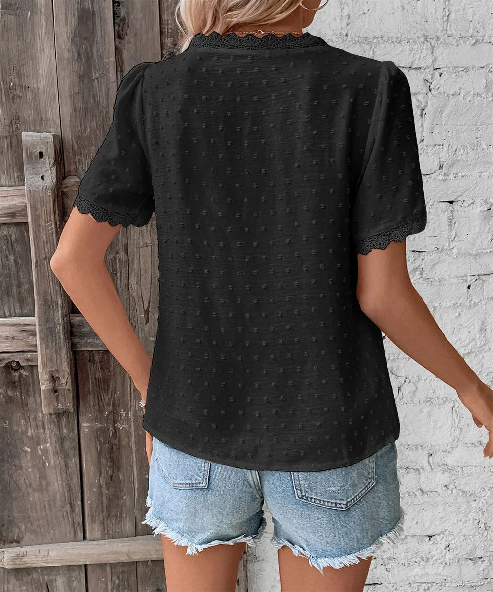 Maxine - Blusa estiva Elegante con scollo a V