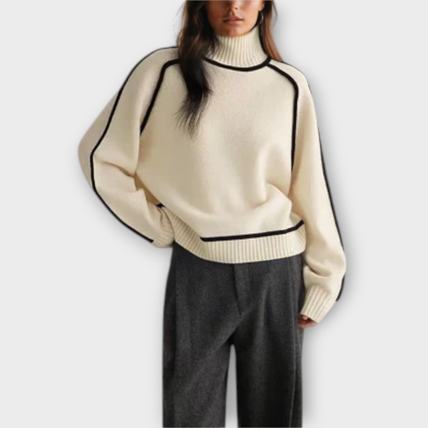 Brielle | Maglione a collo alto da da donna con Texture A coste | Morbido e strutturato