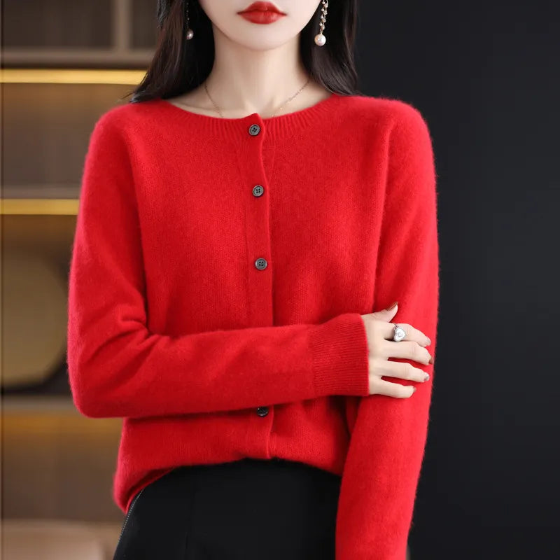 Rhea | Cardigan in merino leggero da donna | classico di ogni giorno