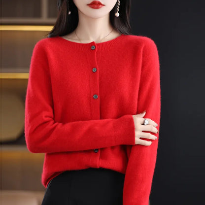 Rhea | Cardigan in merino leggero da donna | classico di ogni giorno