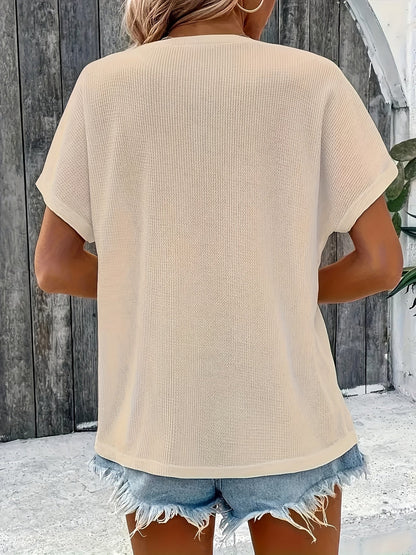 Marylou - Top Casual di Collo rotondo e Manica corta