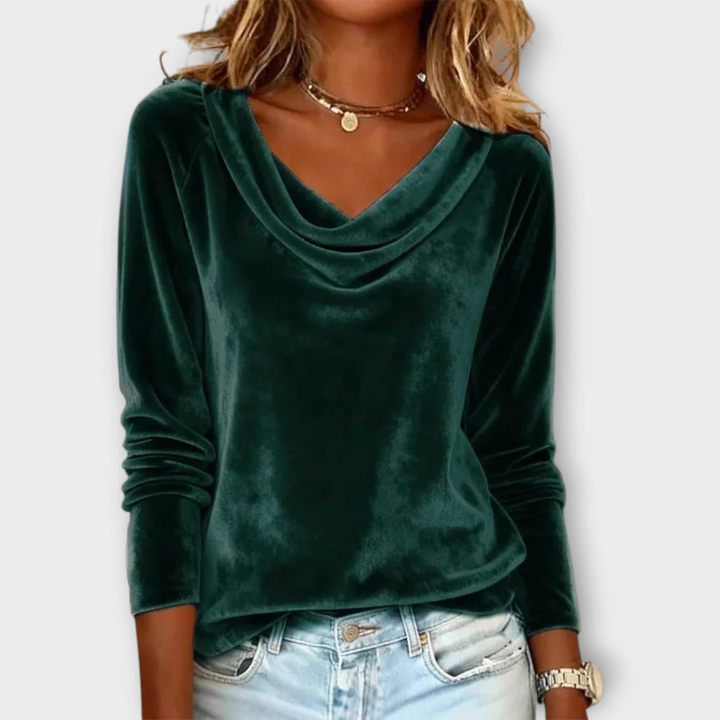 Top lungo in velluto con Scollo Drapeadо