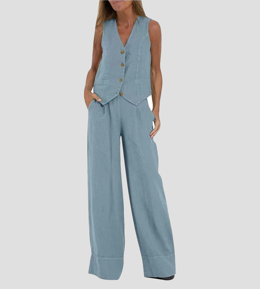 Jessica - Set Gilet Con bottoni & Pantaloni a gamballarga