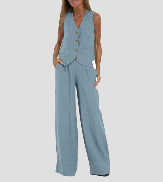 Jessica - Set Gilet Con bottoni & Pantaloni a gamballarga
