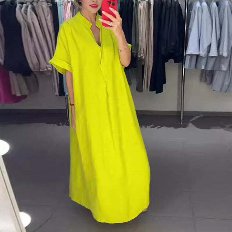 VALENCIA – ABITO CAMISERO LARGO DI DONNA CON TASCHE