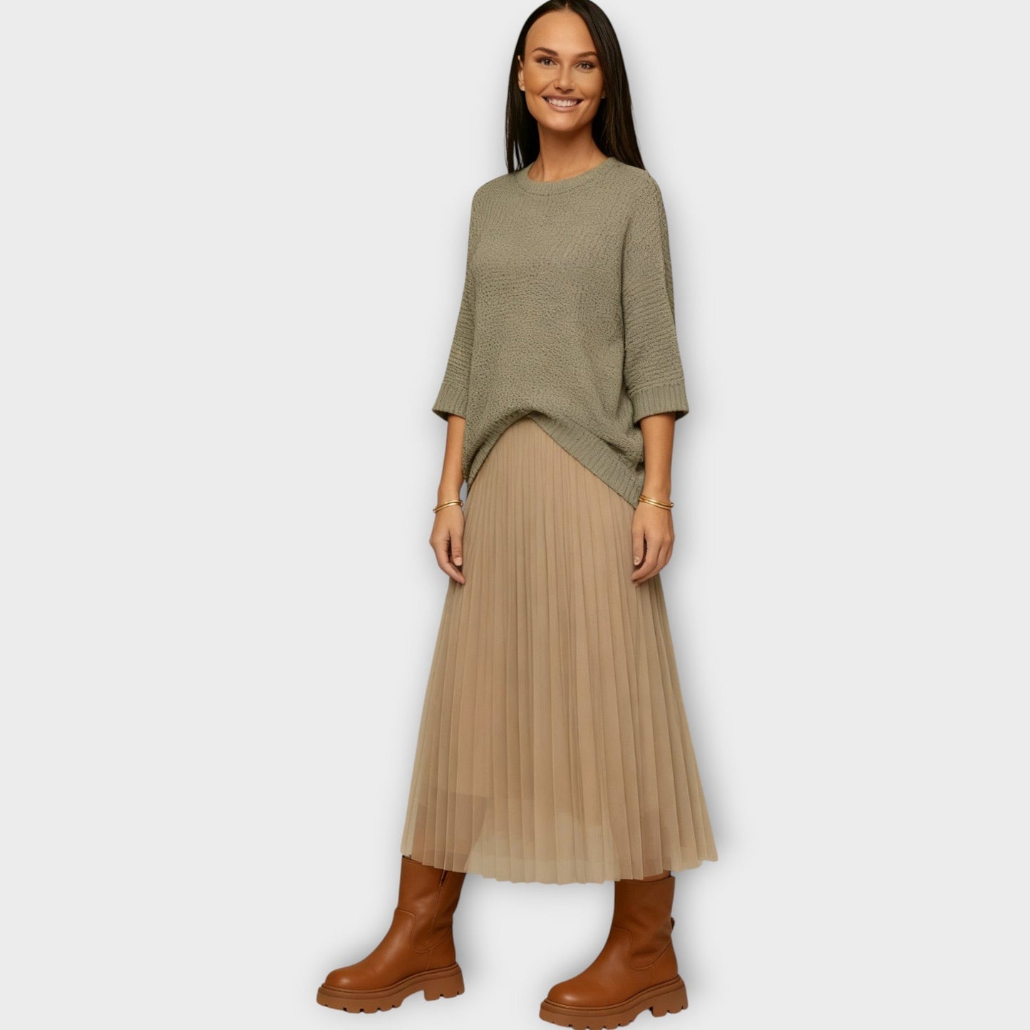 Set di Top di Maglia e Gonna midi Plissettata