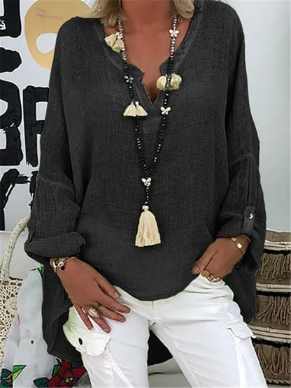 Caelina - Camicia Basic Tinta unita a maniche lunghe