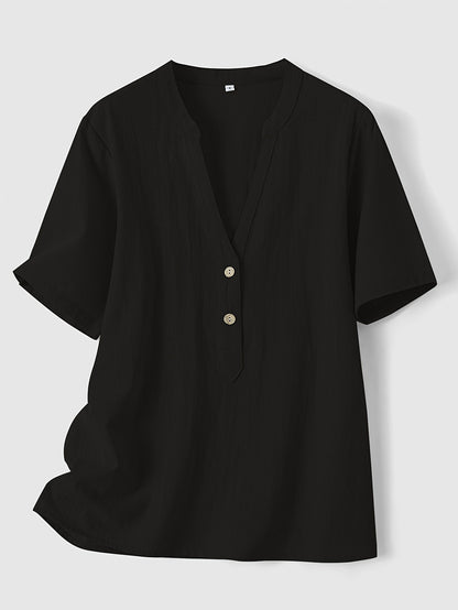 Sharron - Blusa elegante di collo a V con bottoni
