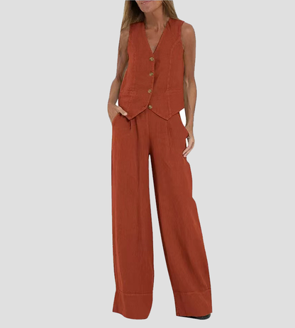 Aira - Set di Gilet Abotonado e Pantaloni a gamba larga