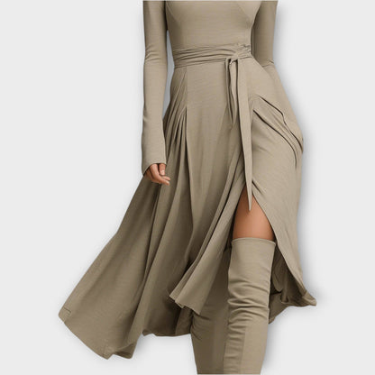 Abito maxi A portafoglio con Collo alto Elegante
