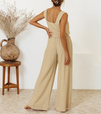 Evelyne - Set di Top Minimalista di Lusso e Pantaloni a gamba larga