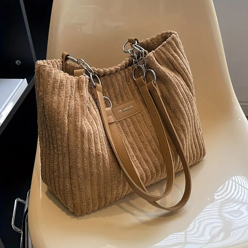Onyx - Borsa a mano di Velluto a coste di Grande capacità