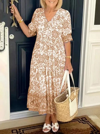 Lilara - Abito Floreale Boho con scollo a V Profundo
