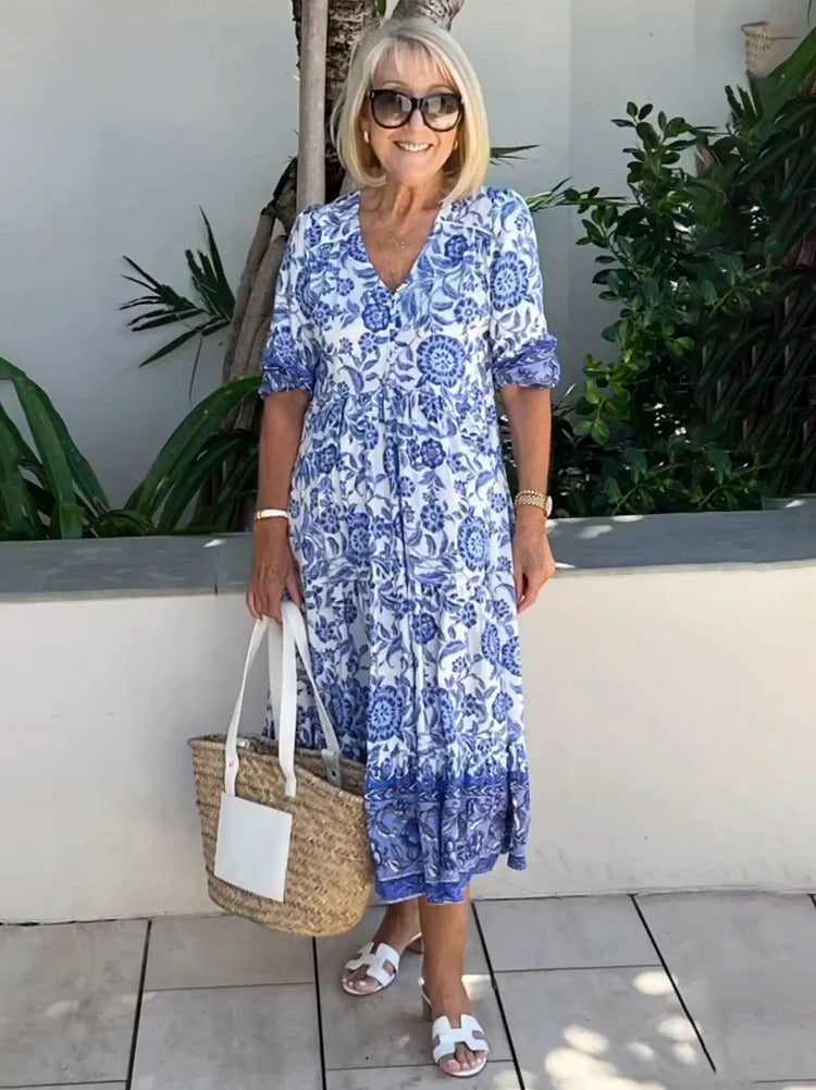 Lilara - Abito Floreale Boho con scollo a V Profundo