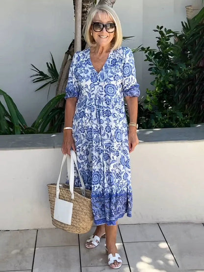 Lilara - Abito Floreale Boho con scollo a V Profundo