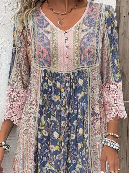 Mirabel | Abito Boho con Dettagli di Pizzo