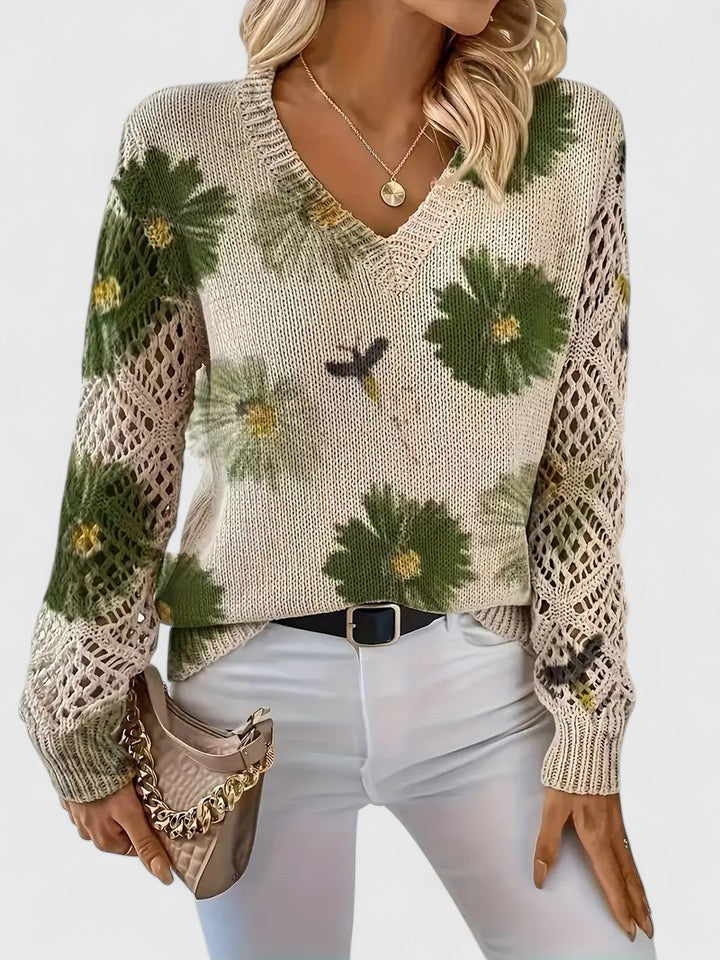 CHARLIE – MAGLIONE DI PUNTO CON FASCINO FLOREALE