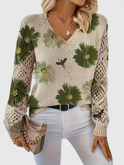 CHARLIE – MAGLIONE DI PUNTO CON FASCINO FLOREALE