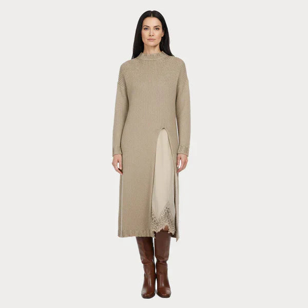 Miraluna | Abito midi Elegante con Dettaglio in pizzo