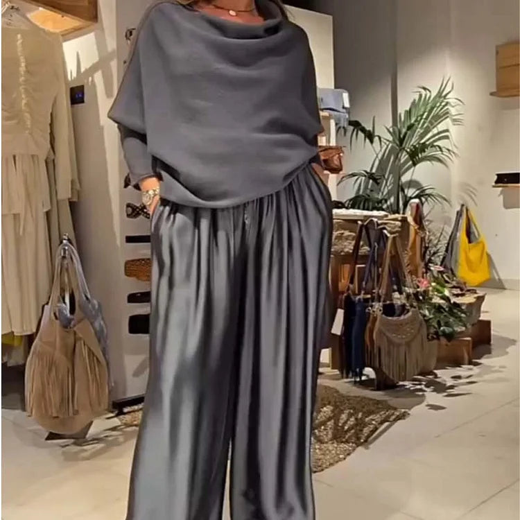 Set di salón elegante di due pezzi con spalle descubiertos – morbido, valorizzante ed elegantemente casual